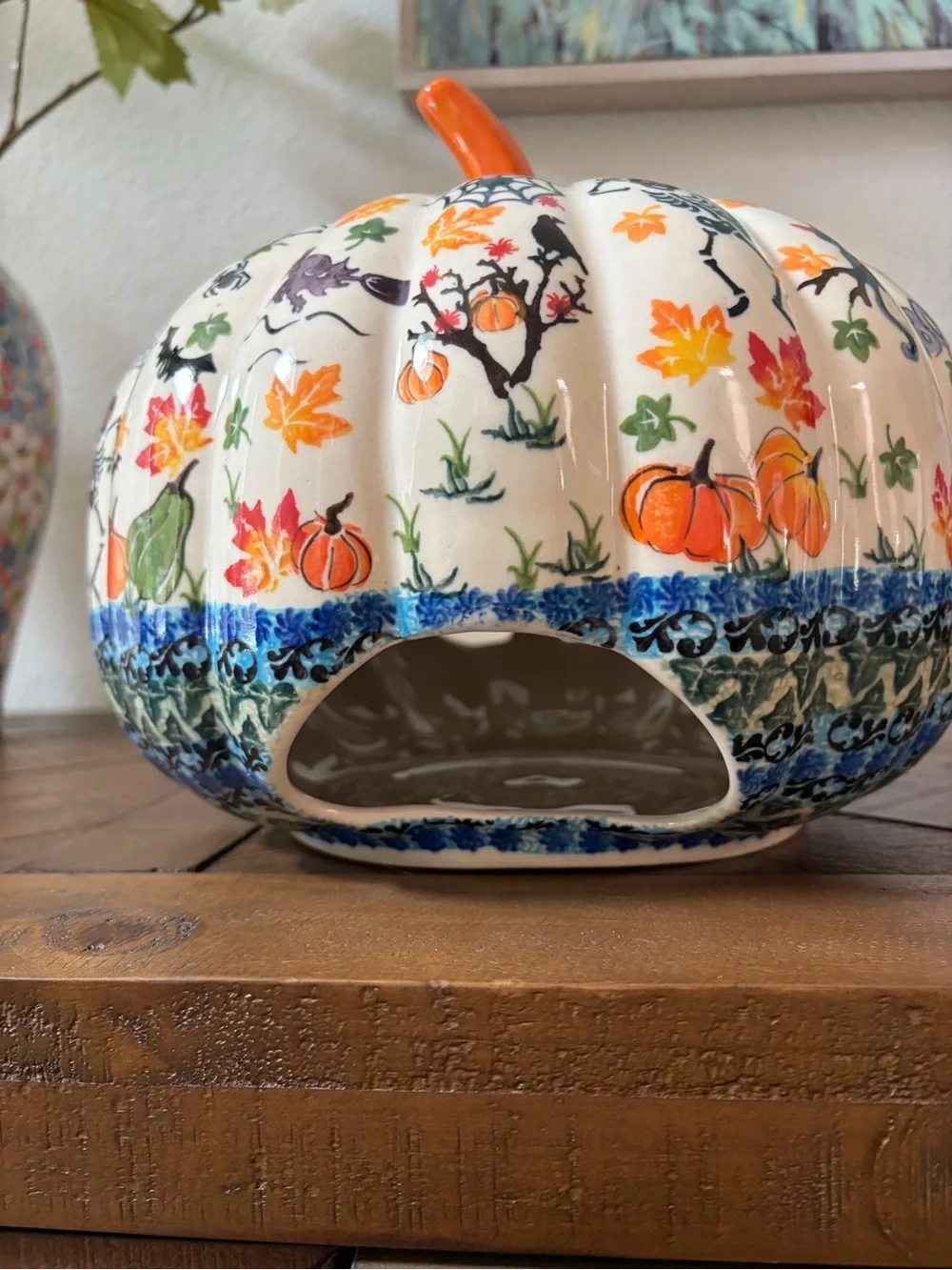 Polish Pottery Boleslawiec Poland Ceramic Halloween Jack-O'-Lantern New